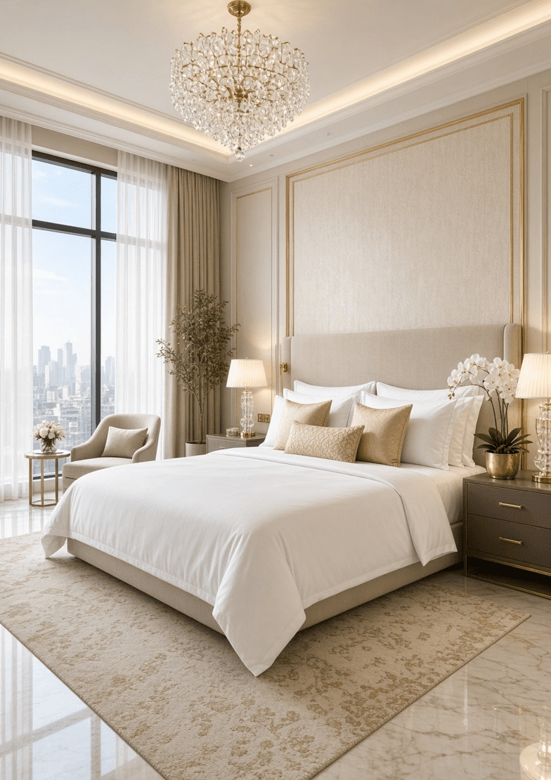 Five-star hotel room stocked with cleanlyyy amenities